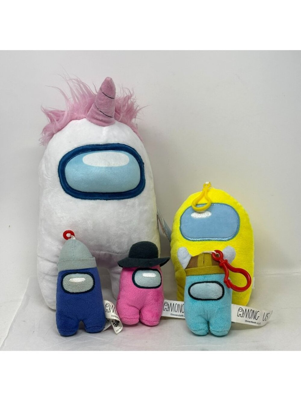 AMONG US Lot 5 Assorted Bag Clips Keychain Viking 12" NWT Unicorn Crewmate